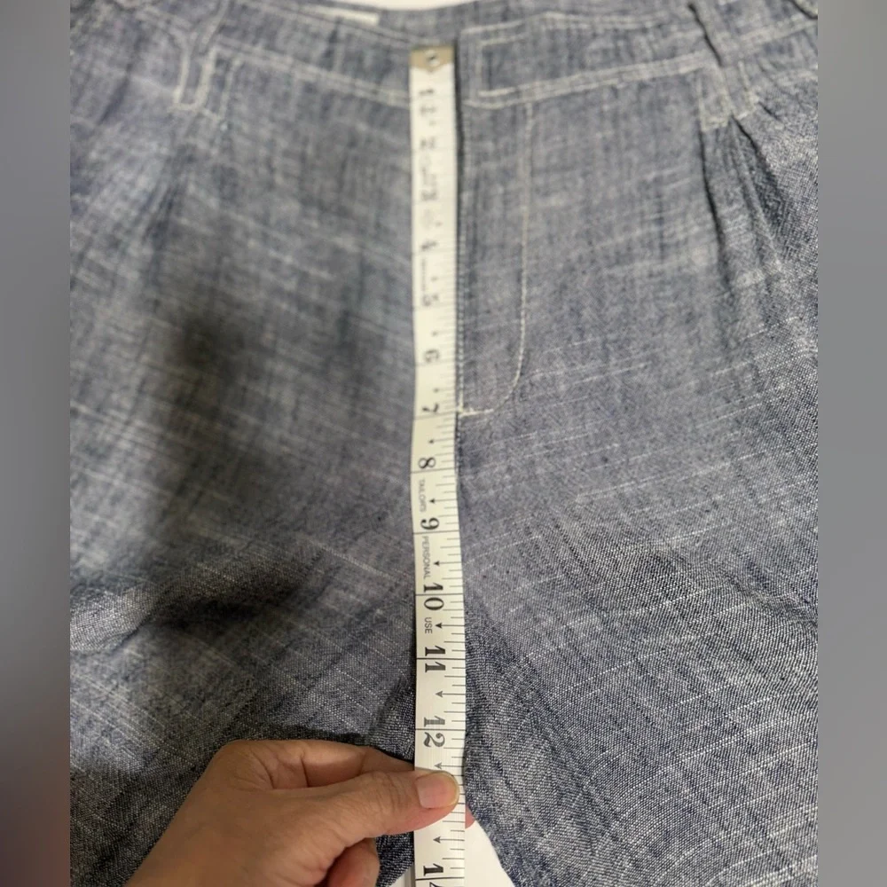 Zara Wide-Leg Linen Blend Trousers in Heathered Blue Size Large